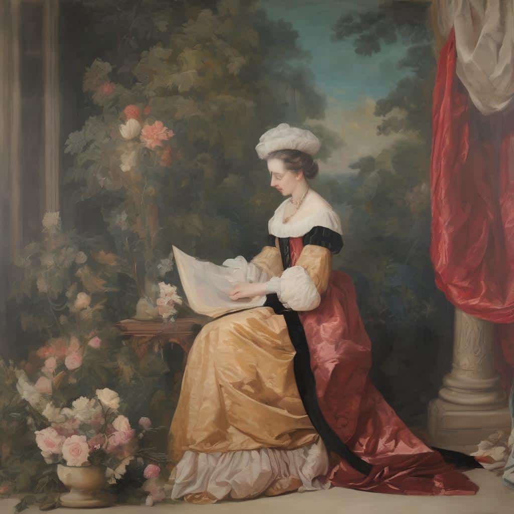 Κείμενο: Γυναίκα που διαβάζει σεαρχαιοελληνικό τοπίο, ενίσχυση πολιτισμικής κληρονομιάς μέσω τέχνης.